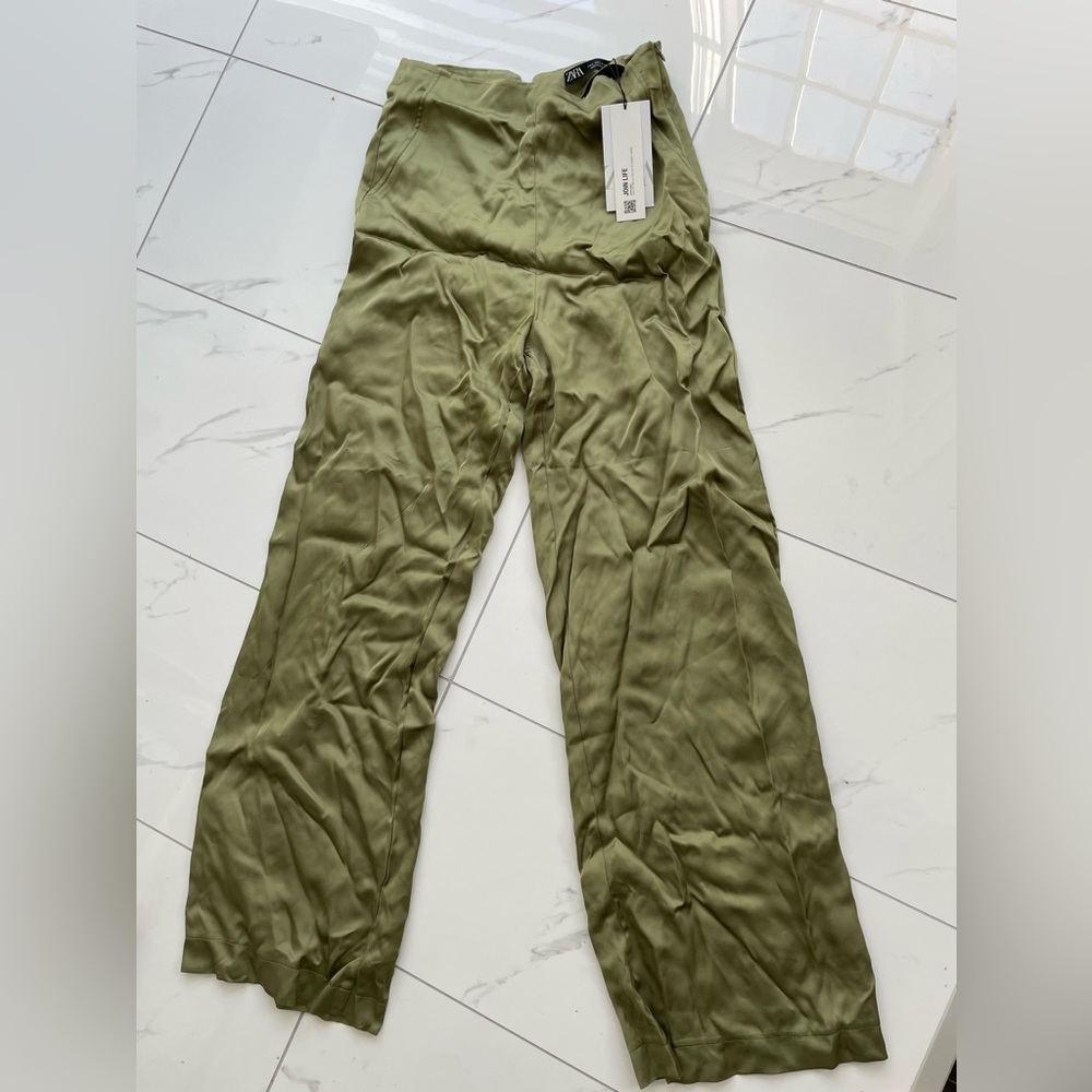 Zara pants olive green super silky and soft